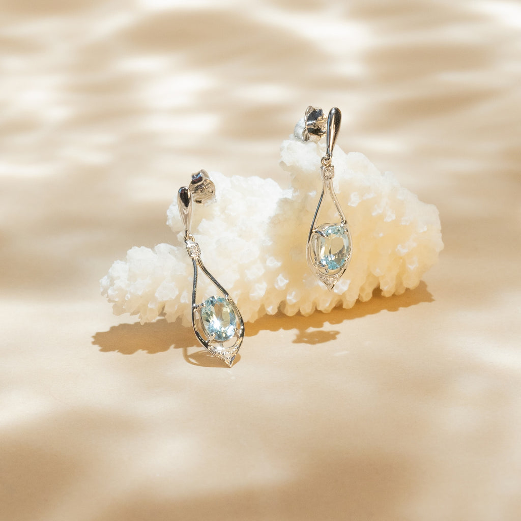 Boucles D'Oreilles "Brillants Topaze" - D0,03/4 T1,9/2 - Or Blanc