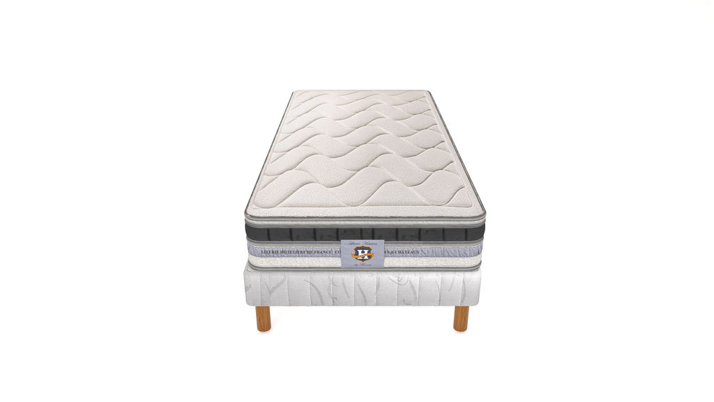 Cheverny - Ensemble Matelas + Sommier - Blanc/Gris