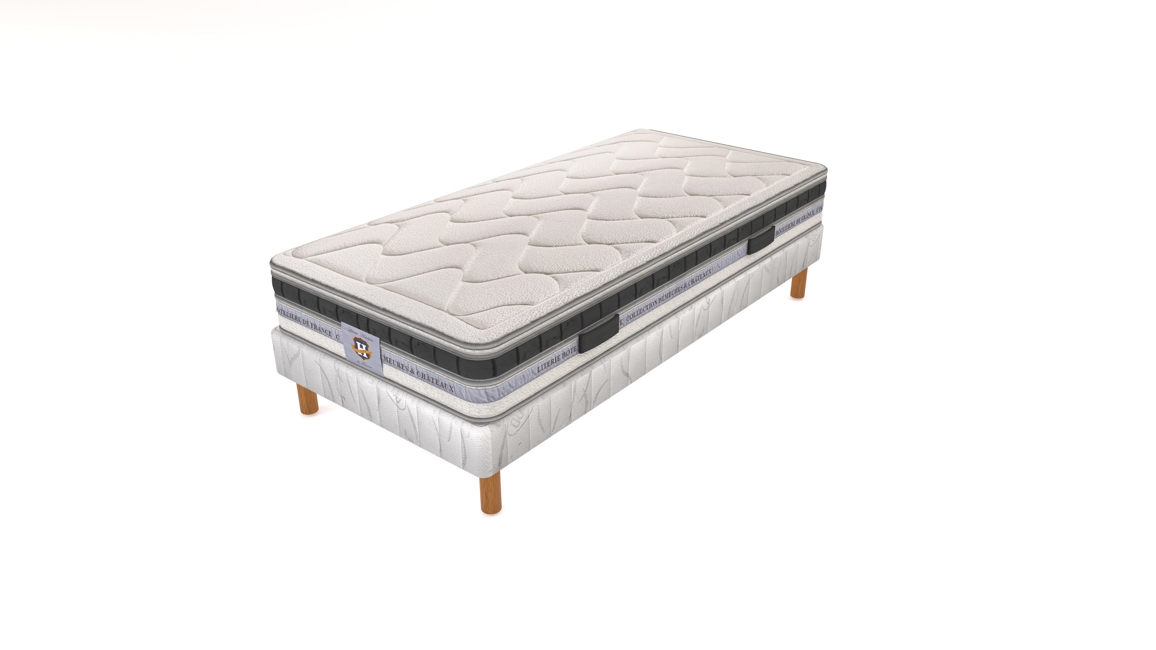 Cheverny - Ensemble Matelas + Sommier - Blanc/Gris