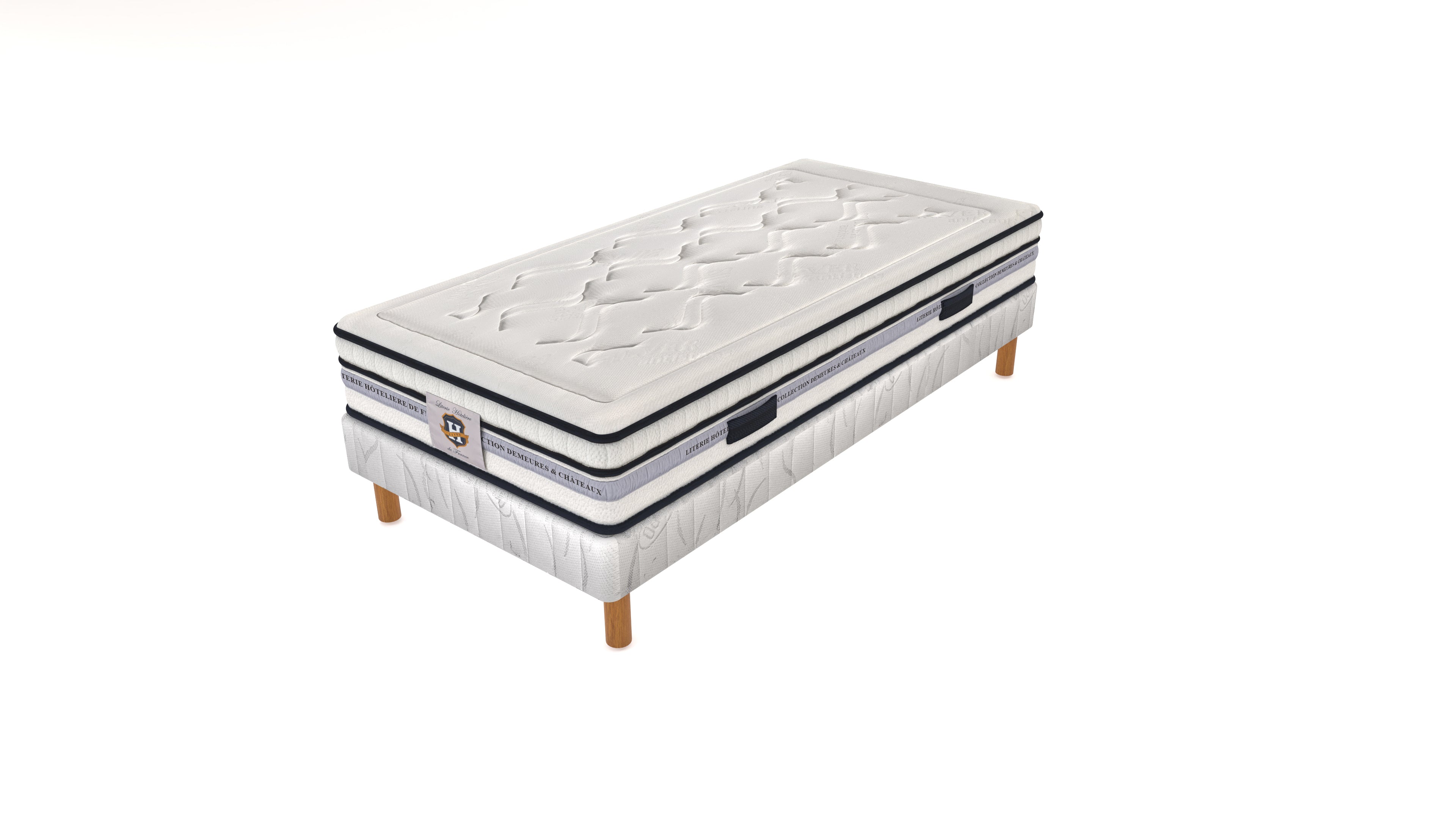 Chambourcy - Ensemble Matelas + Sommier - Blanc/Noir