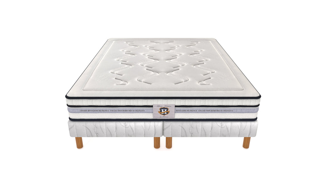 Chambourcy - Ensemble Matelas + Sommier - Blanc/Noir