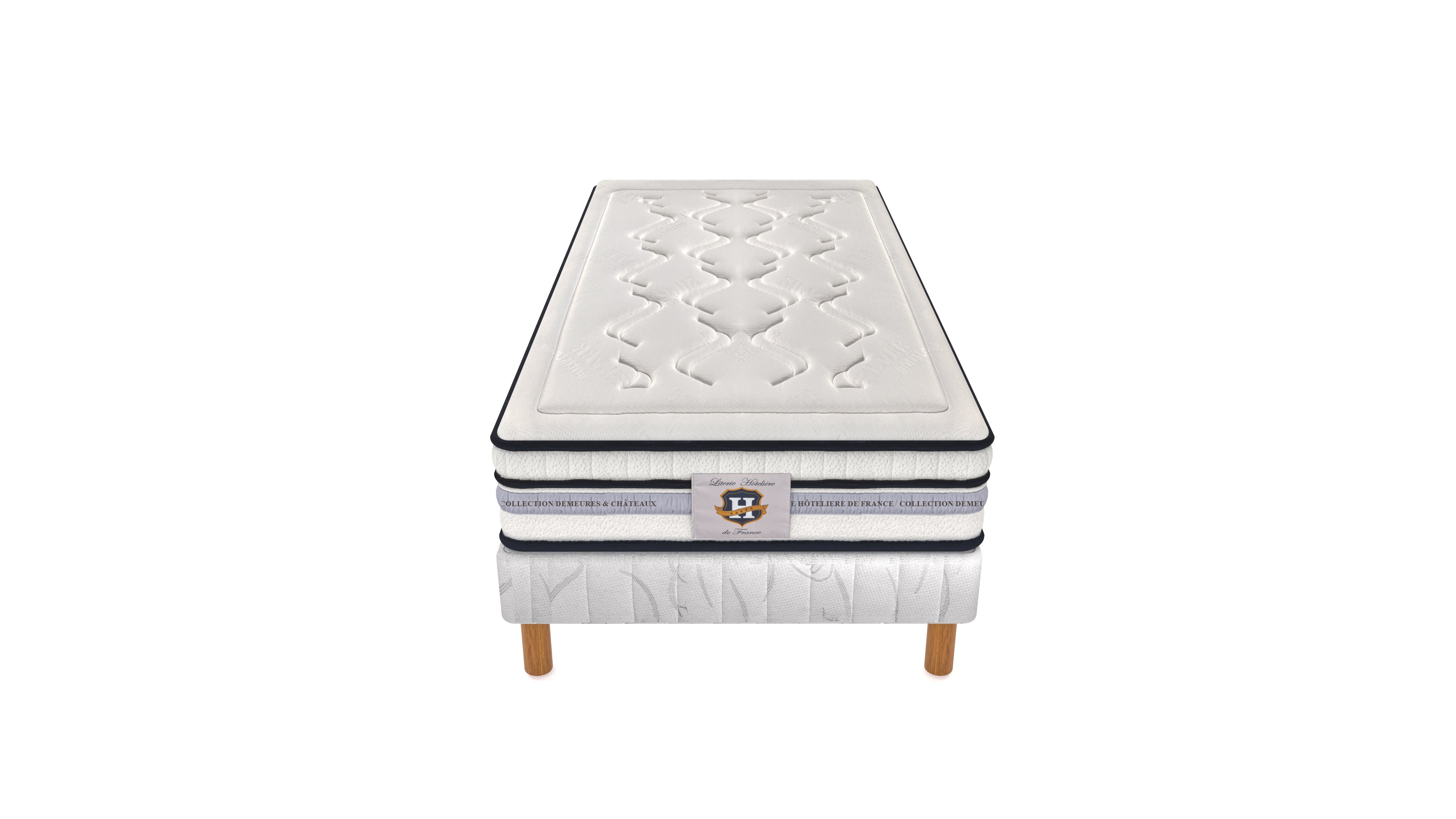 Chambourcy - Ensemble Matelas + Sommier - Blanc/Noir