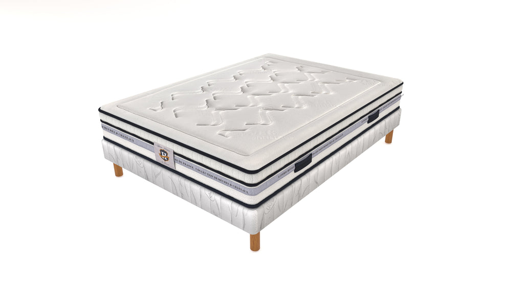 Chambourcy - Ensemble Matelas + Sommier - Blanc/Noir