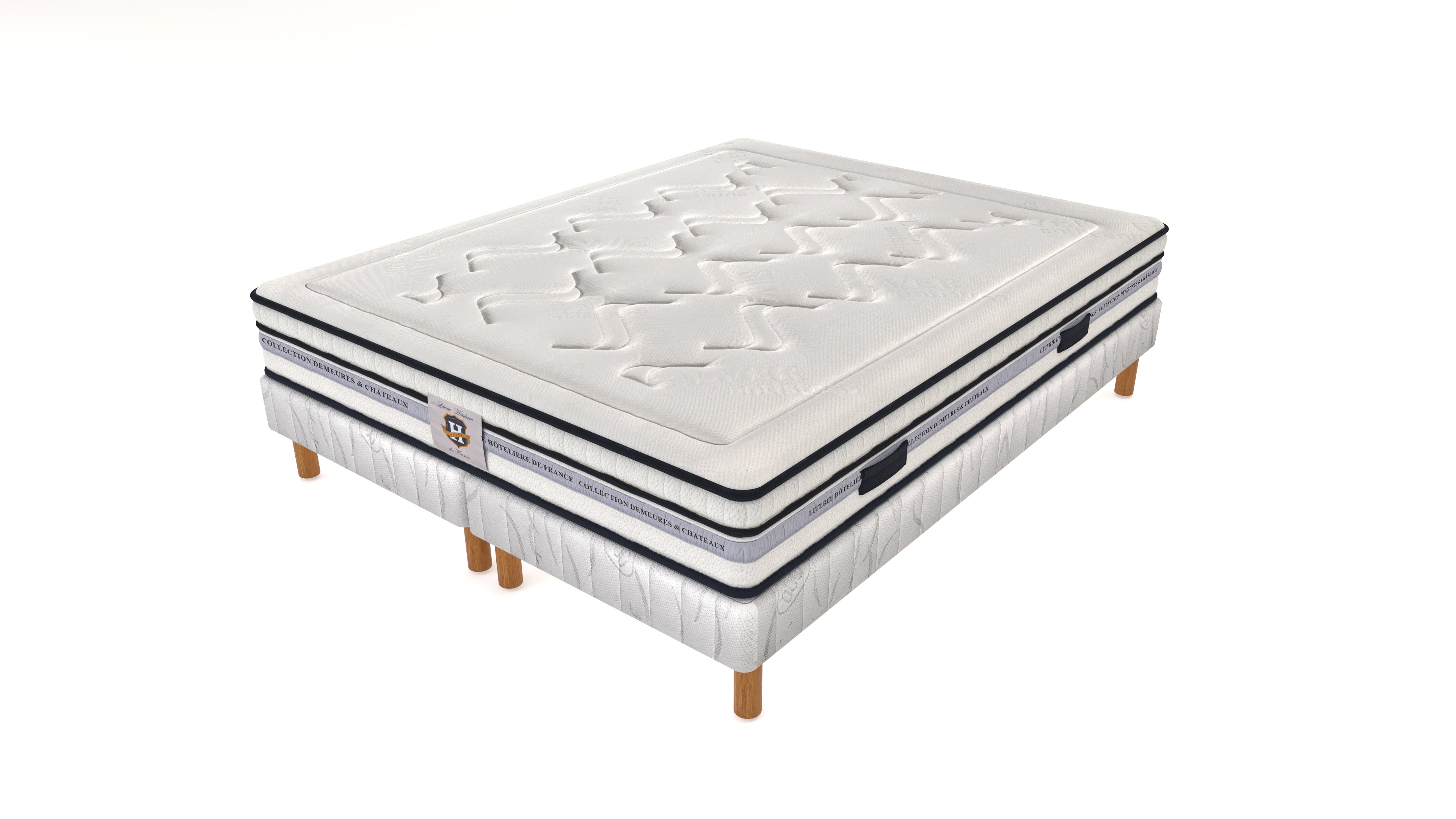 Chambourcy - Ensemble Matelas + Sommier - Blanc/Noir