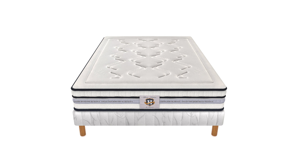 Chambourcy - Ensemble Matelas + Sommier - Blanc/Noir