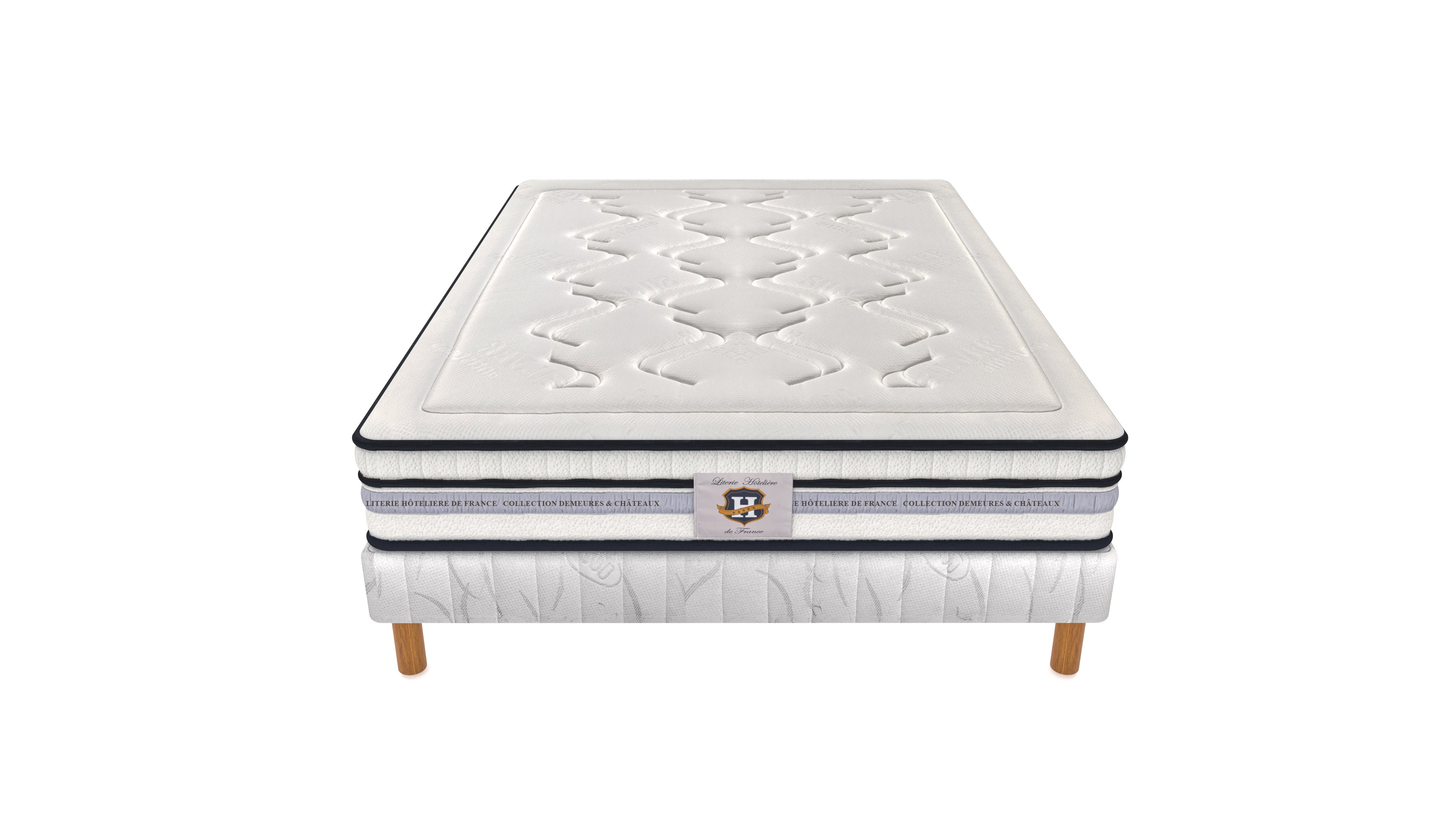 Chambourcy - Ensemble Matelas + Sommier - Blanc/Noir