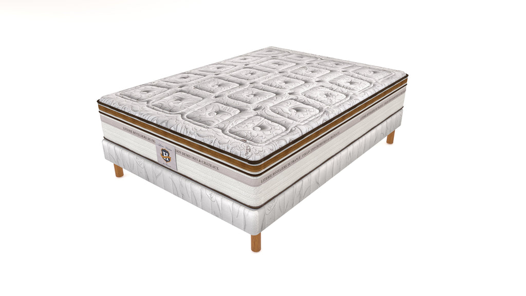 Renaissance - Ensemble Matelas + Sommier - Blanc/Marron