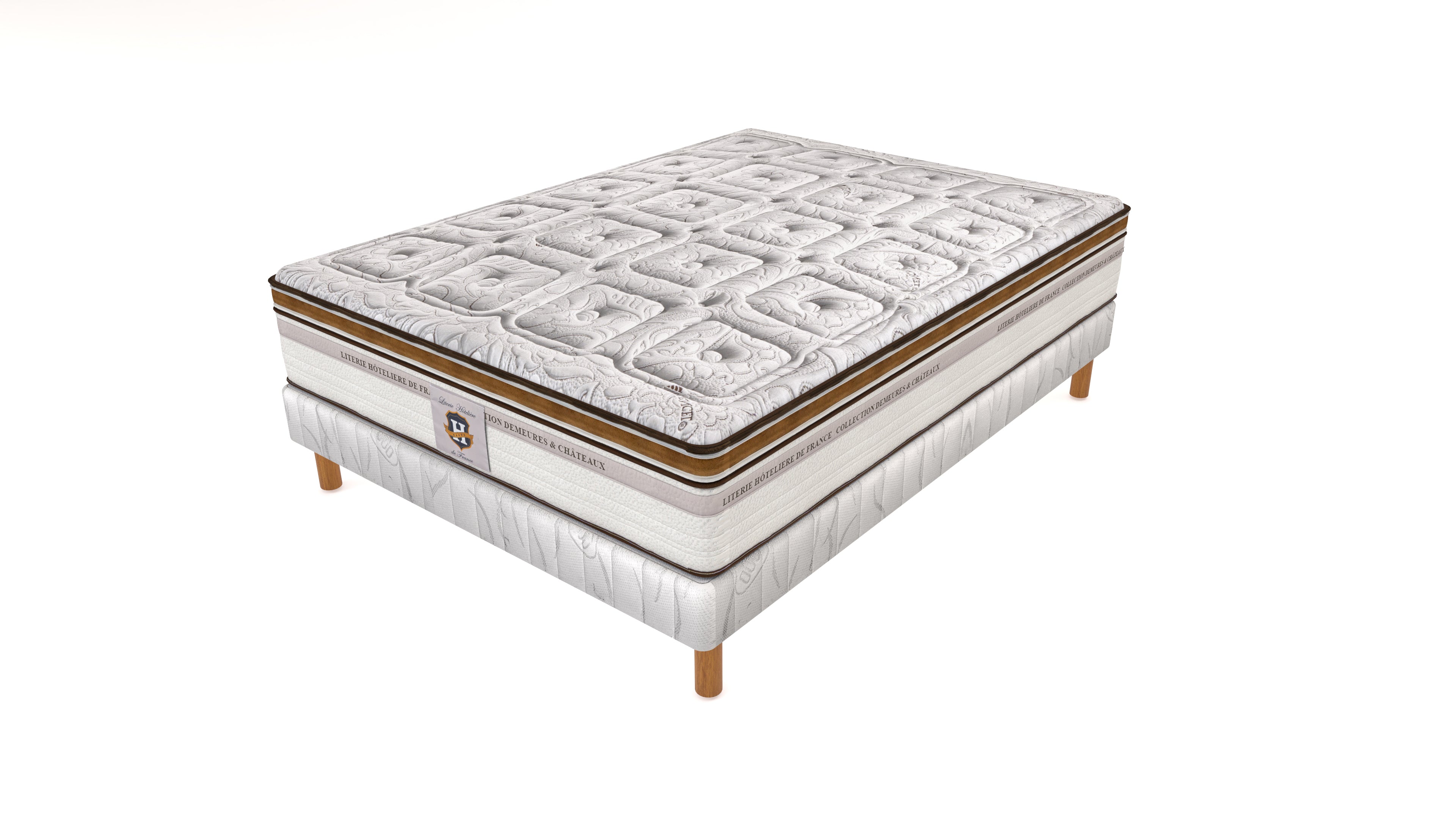 Renaissance - Ensemble Matelas + Sommier - Blanc/Marron