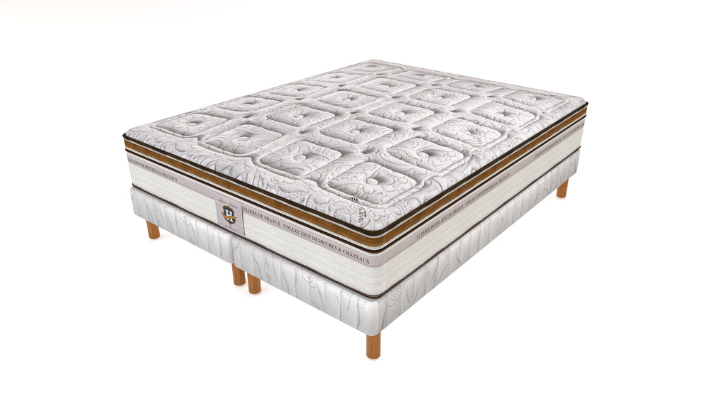 Renaissance - Ensemble Matelas + Sommier - Blanc/Marron