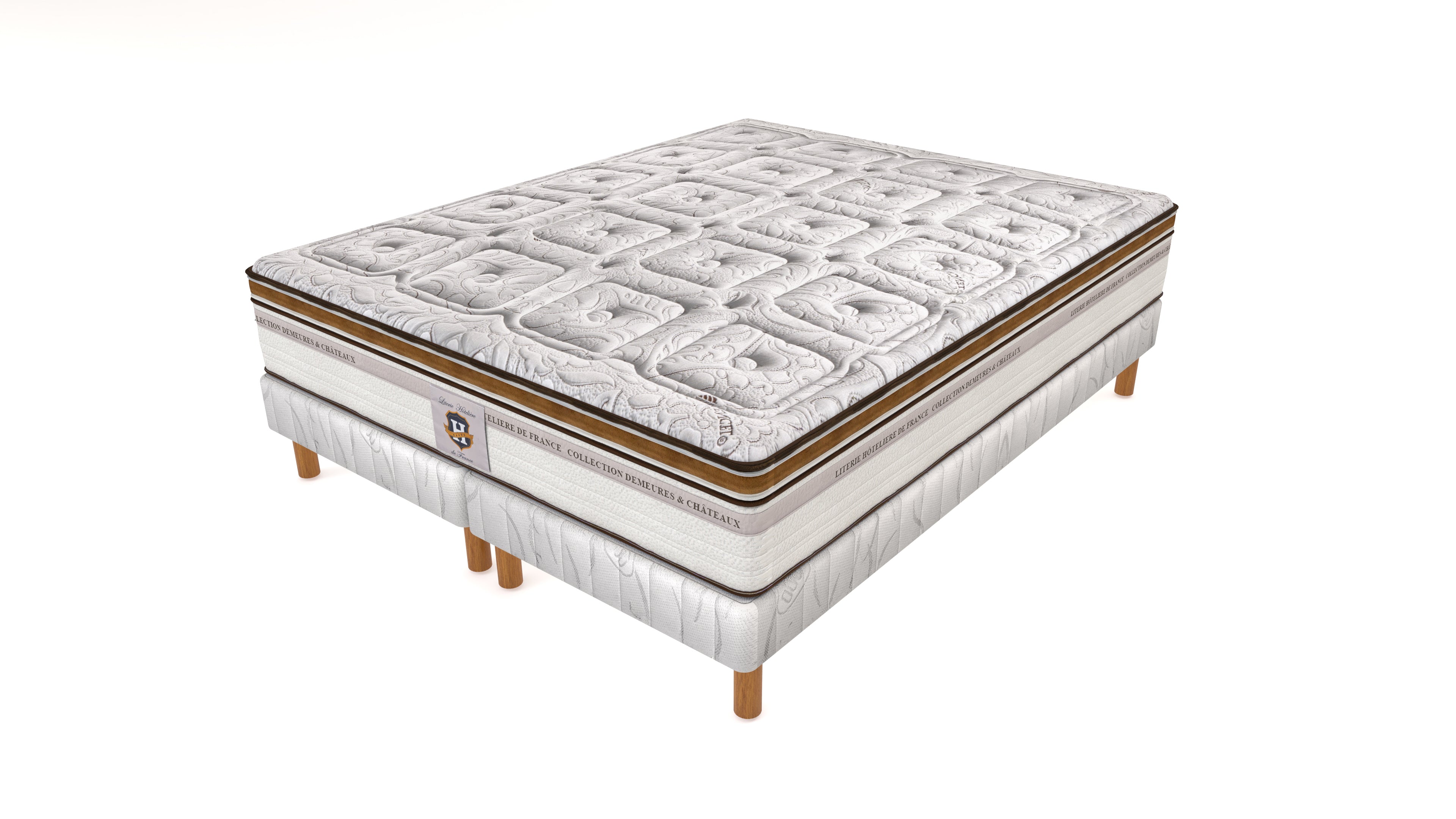 Renaissance - Ensemble Matelas + Sommier - Blanc/Marron