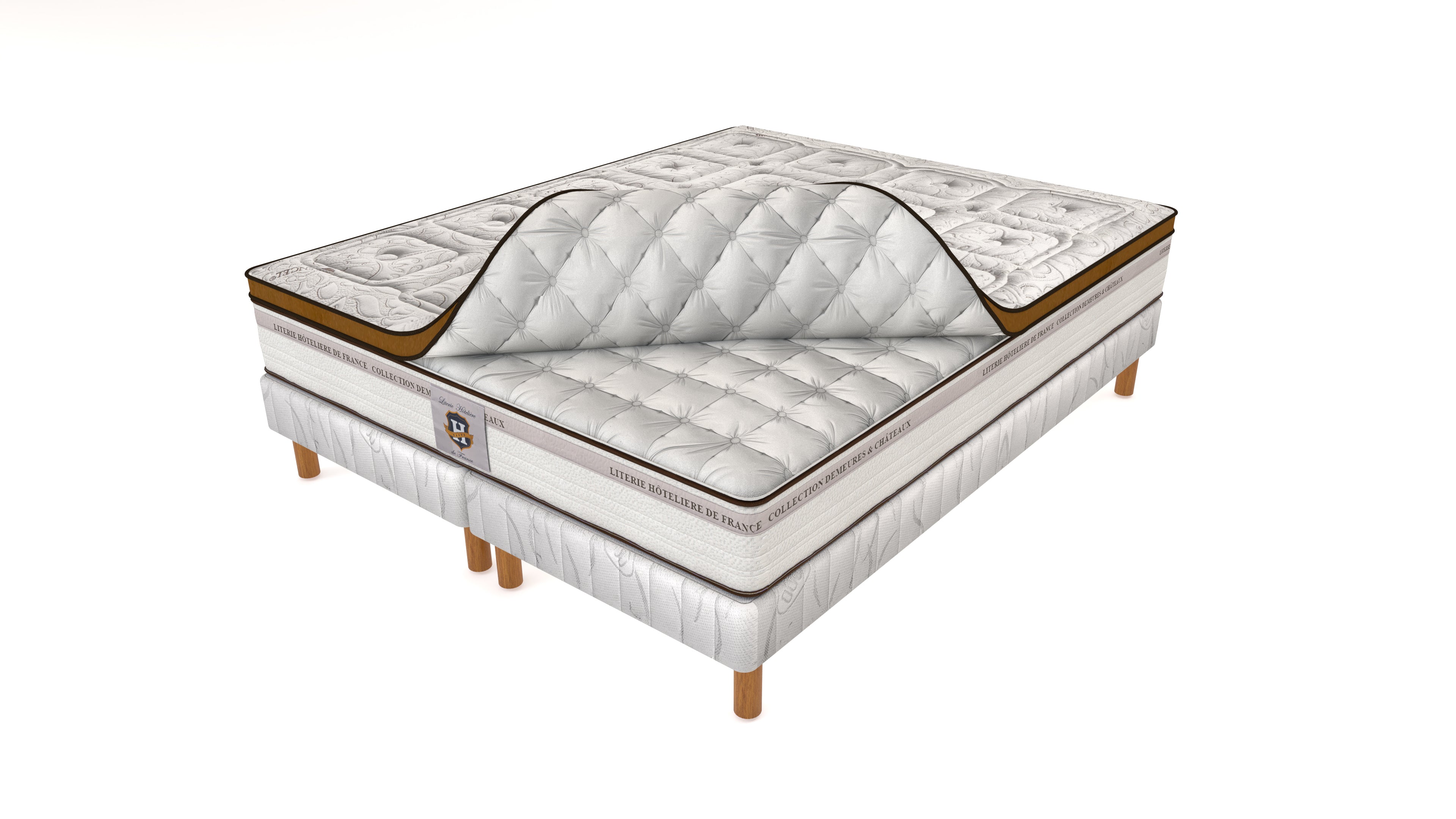 Renaissance - Ensemble Matelas + Sommier - Blanc/Marron