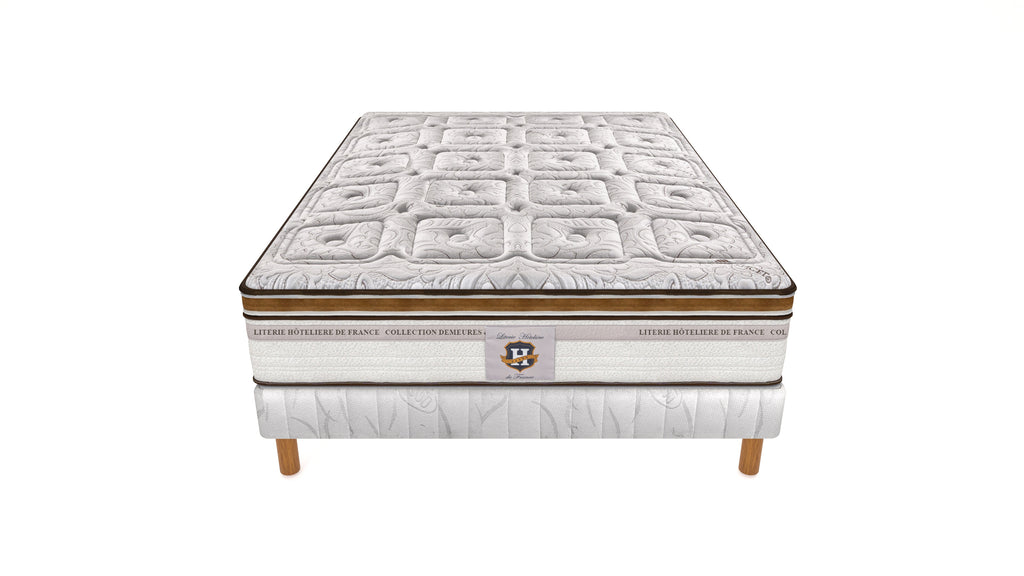 Renaissance - Ensemble Matelas + Sommier - Blanc/Marron