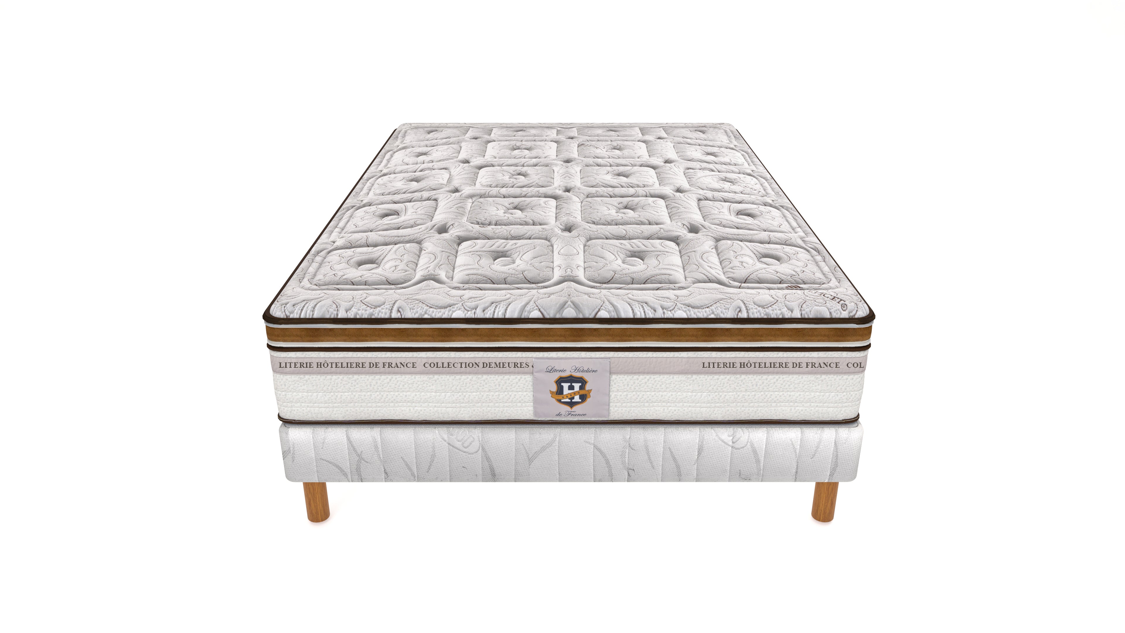 Renaissance - Ensemble Matelas + Sommier - Blanc/Marron