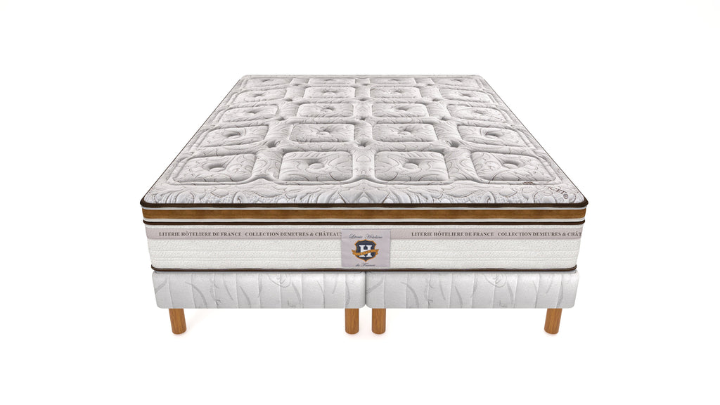 Renaissance - Ensemble Matelas + Sommier - Blanc/Marron
