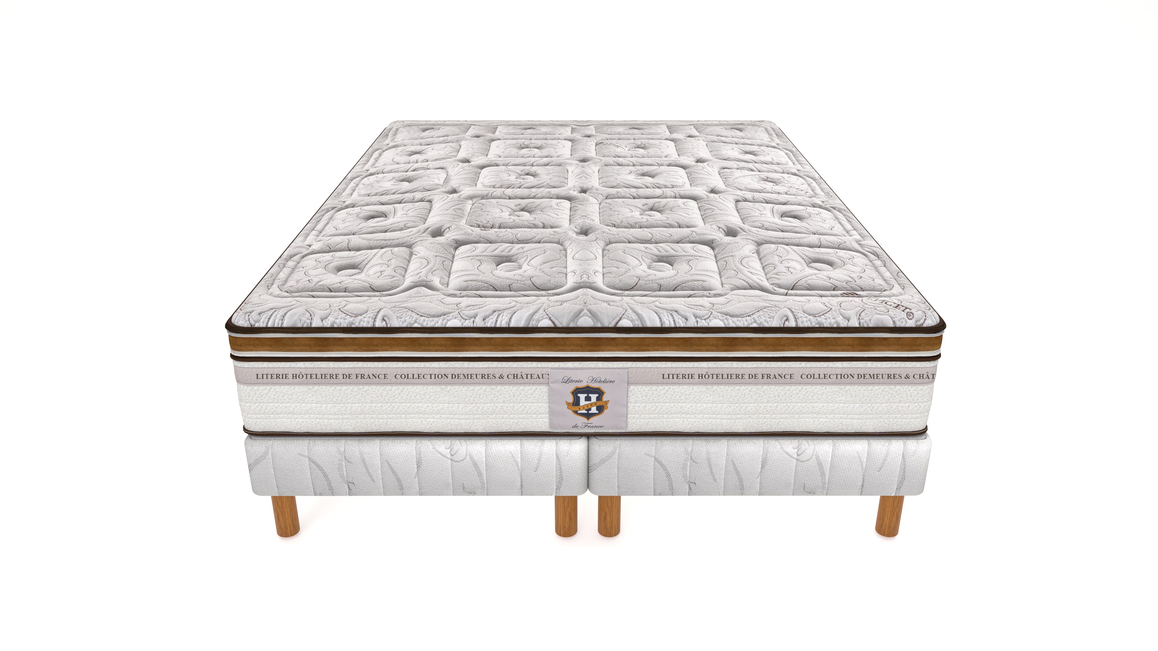 Renaissance - Ensemble Matelas + Sommier - Blanc/Marron