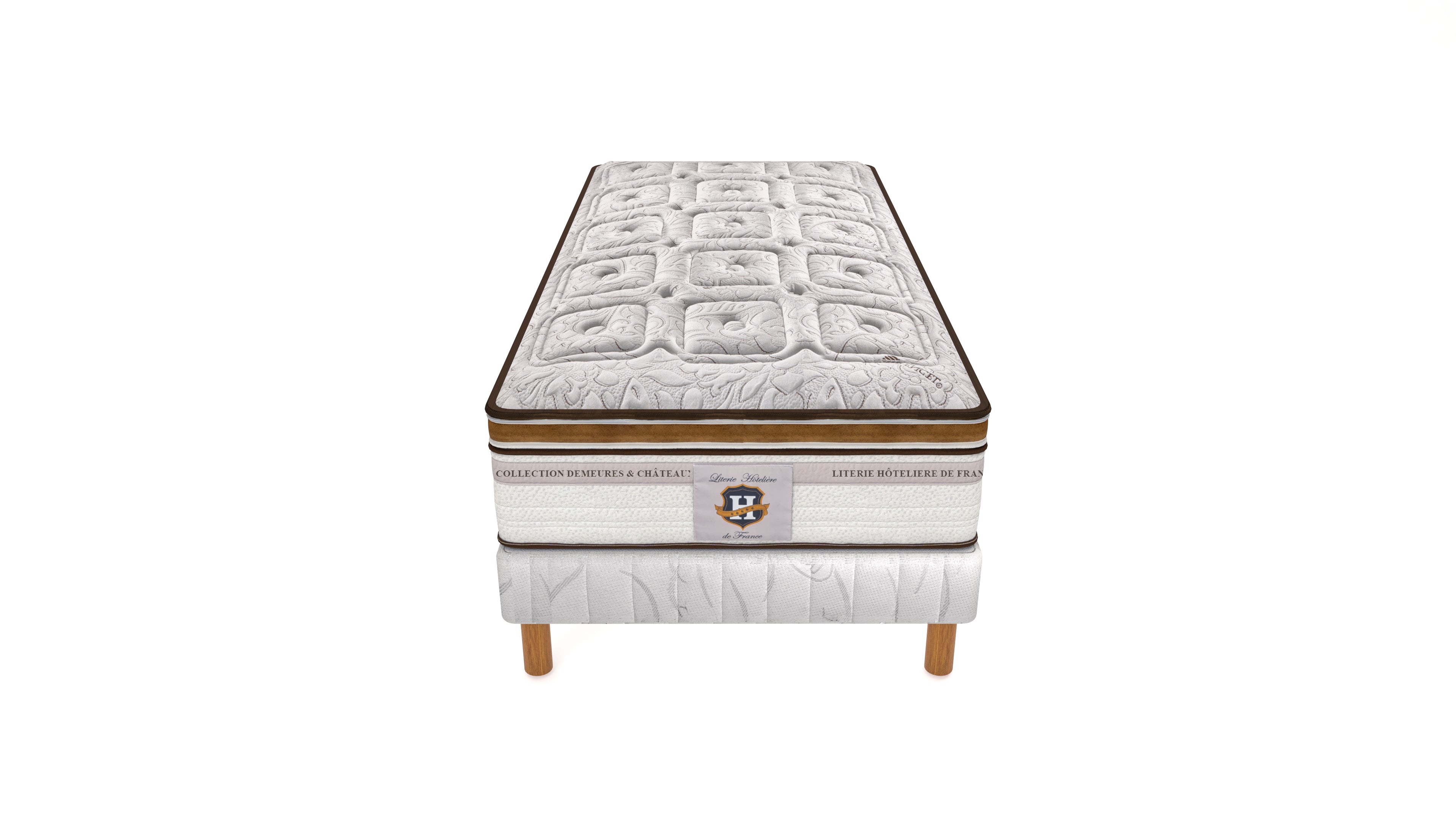 Renaissance - Ensemble Matelas + Sommier - Blanc/Marron