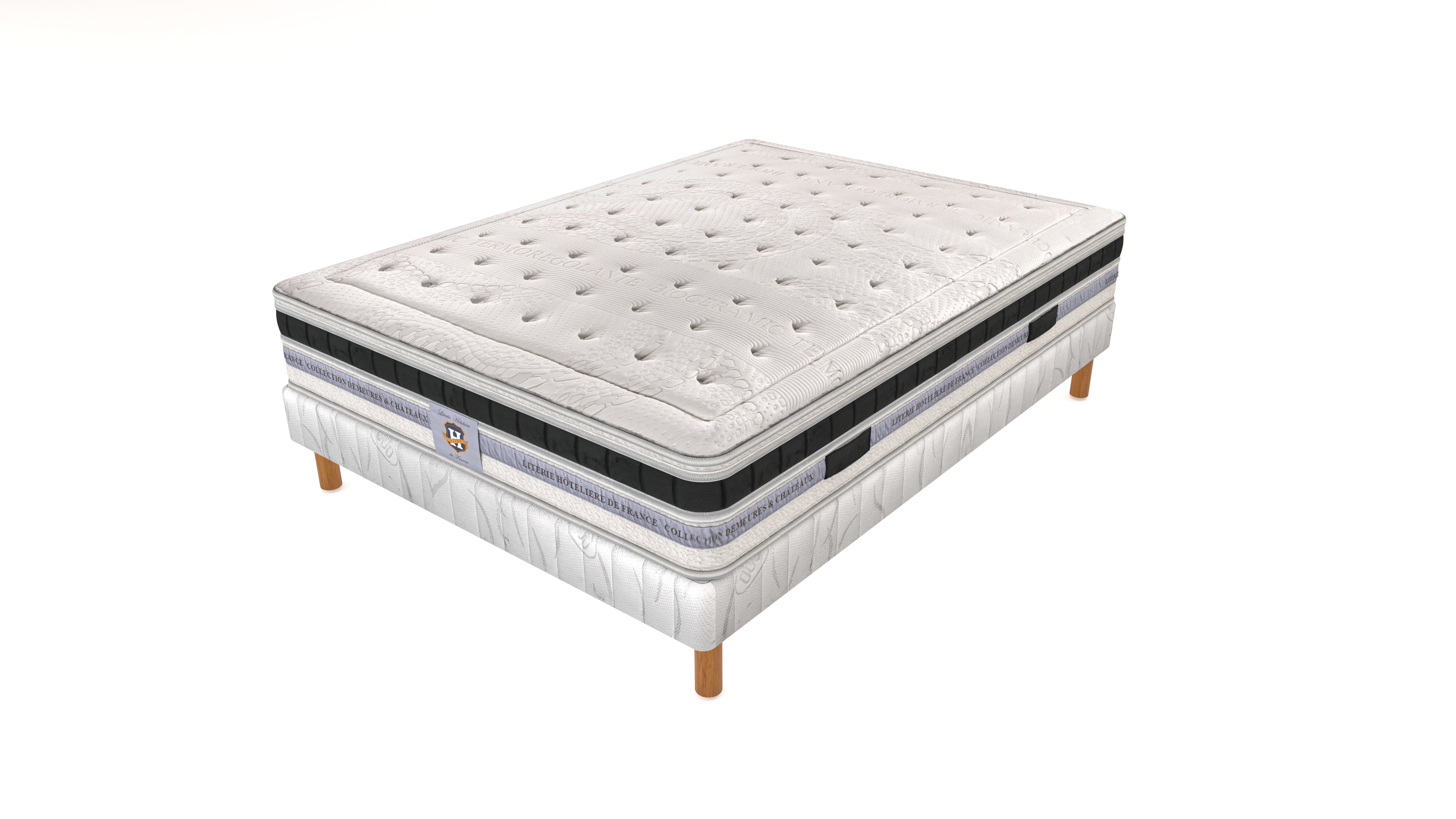 Versailles - Ensemble Matelas + Sommier - Blanc/Noir