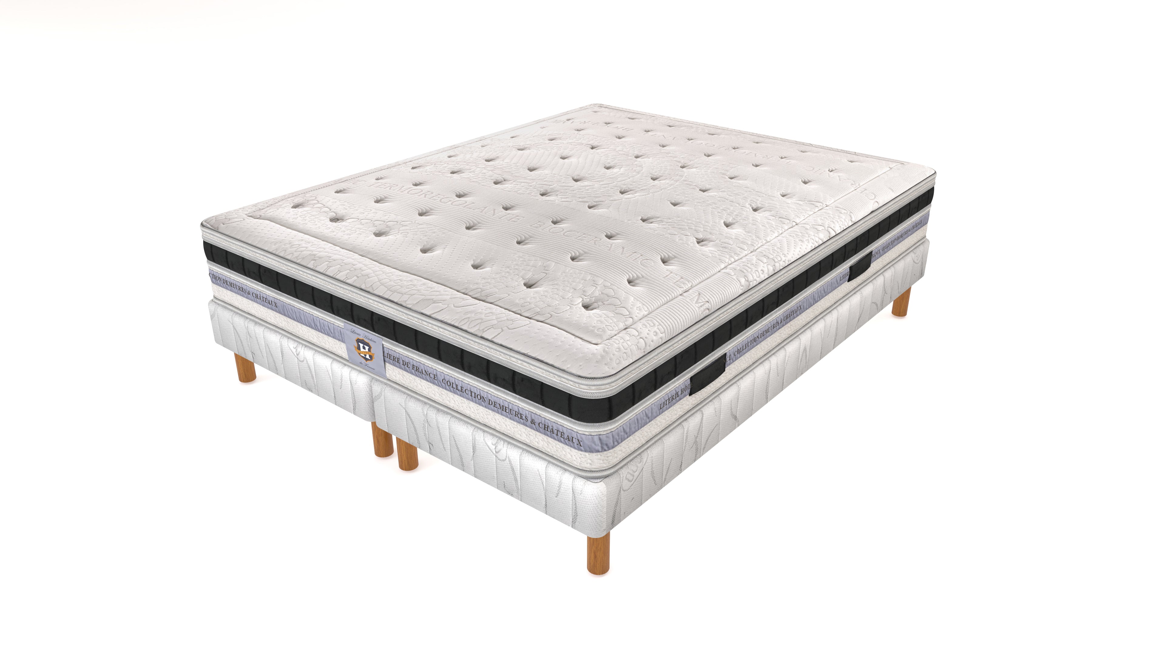 Versailles - Ensemble Matelas + Sommier - Blanc/Noir