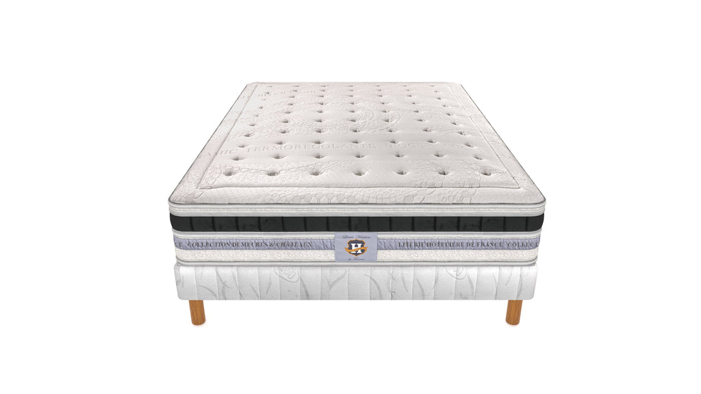 Versailles - Ensemble Matelas + Sommier - Blanc/Noir