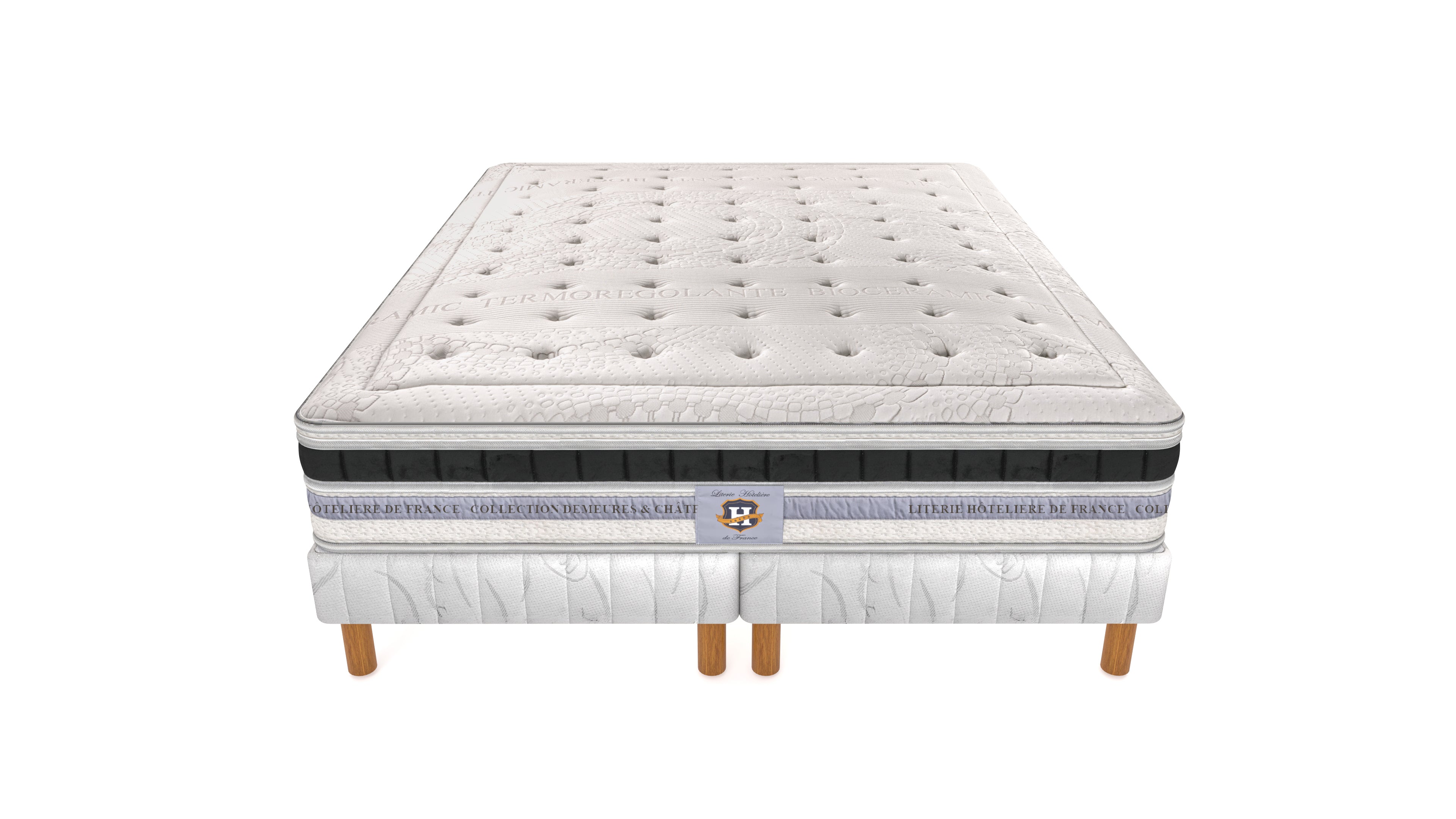 Versailles - Ensemble Matelas + Sommier - Blanc/Noir