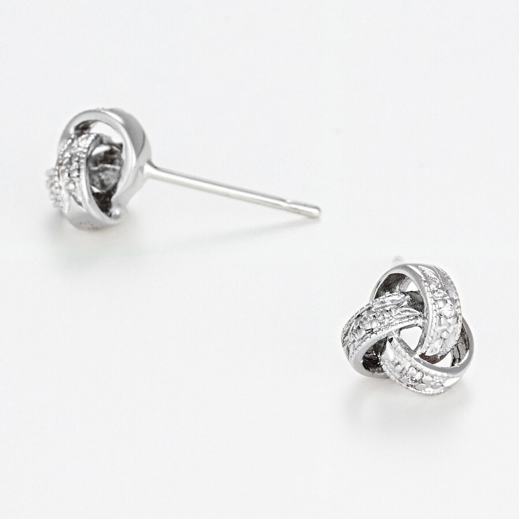 Boucles D'Oreilles "Joli Noeud" Diamants 0,02Ct/6 - Or Blanc