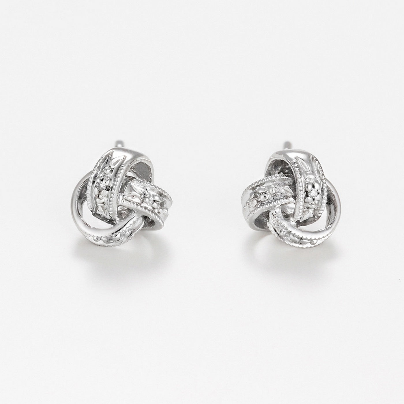 Boucles D'Oreilles "Joli Noeud" D0,02Ct/6 - Or Blanc 375/1000