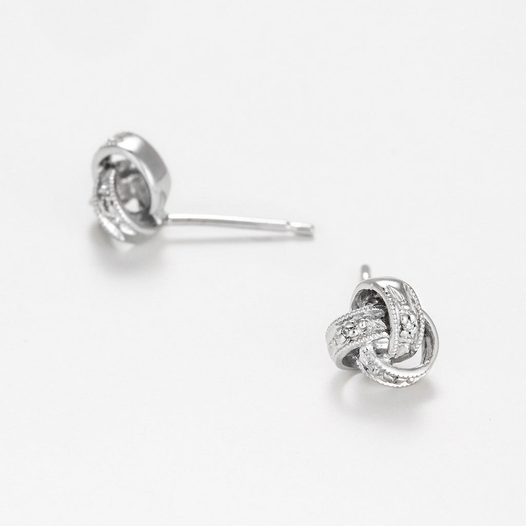 Boucles D'Oreilles "Joli Noeud" Diamants 0,02Ct/6 - Or Blanc