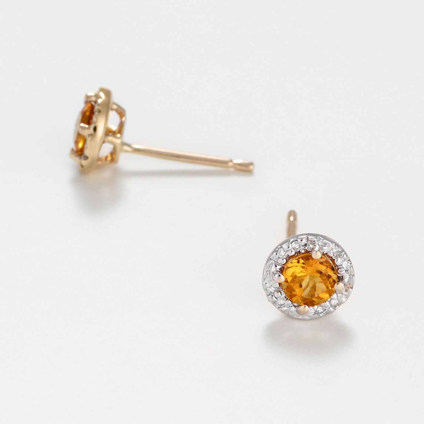 Boucles D'Oreilles"Popi"- D0,05/16 Et Citrine 0,46/2 - Or Jaune 375/1000