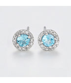Boucles D'Oreilles"Popi Topaze" - Diamants 0,05Ct/16 ; Topaze0,70Ct/2 - Or Blanc
