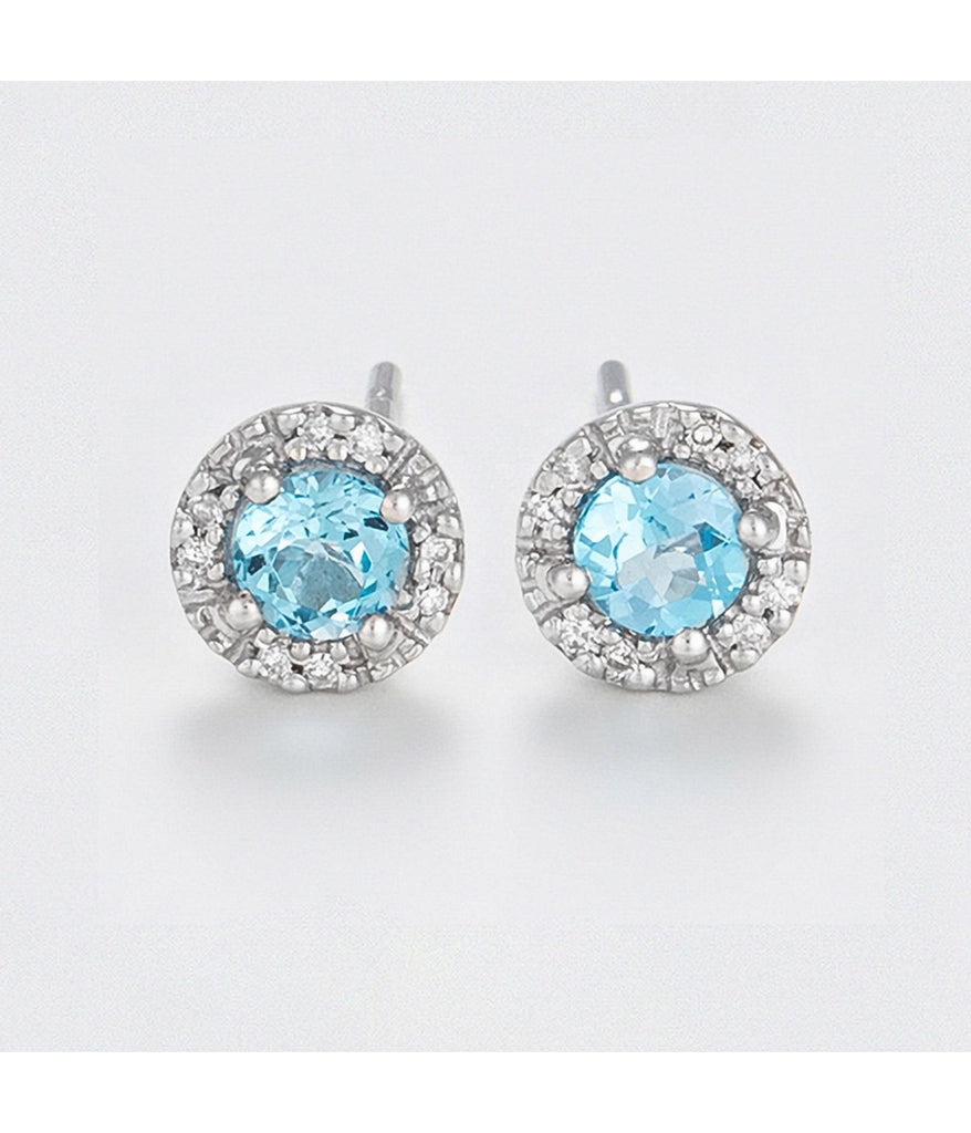 Boucles D'Oreilles"Popi Topaze" - Diamants 0,05Ct/16 ; Topaze0,70Ct/2 - Or Blanc