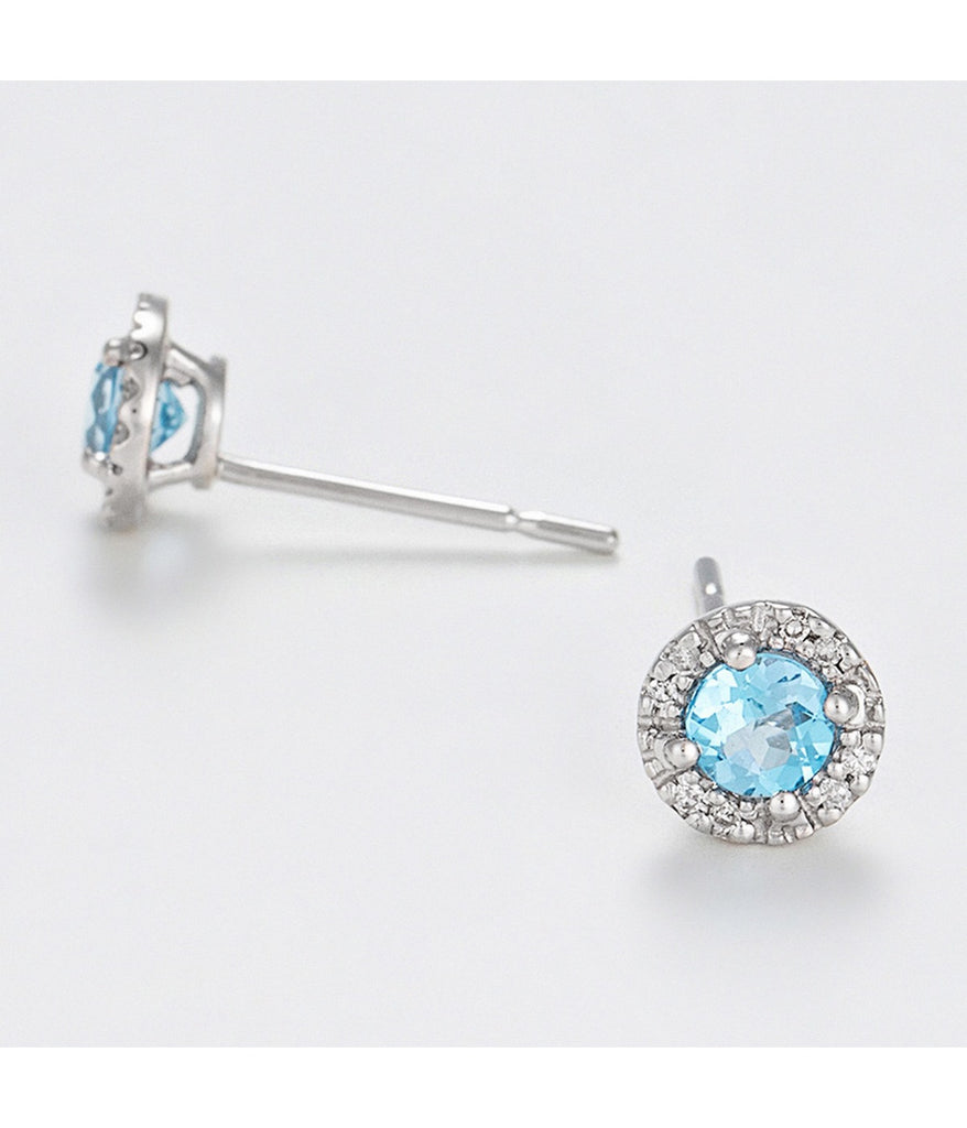 Boucles D'Oreilles"Popi Topaze" - Diamants 0,05Ct/16 ; Topaze0,70Ct/2 - Or Blanc