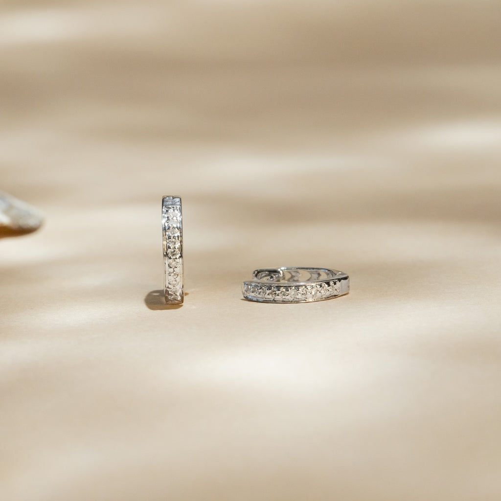 Boucles D'Oreilles "Anneau Pm" Diamants 0,06Ct/20 - Or Blanc