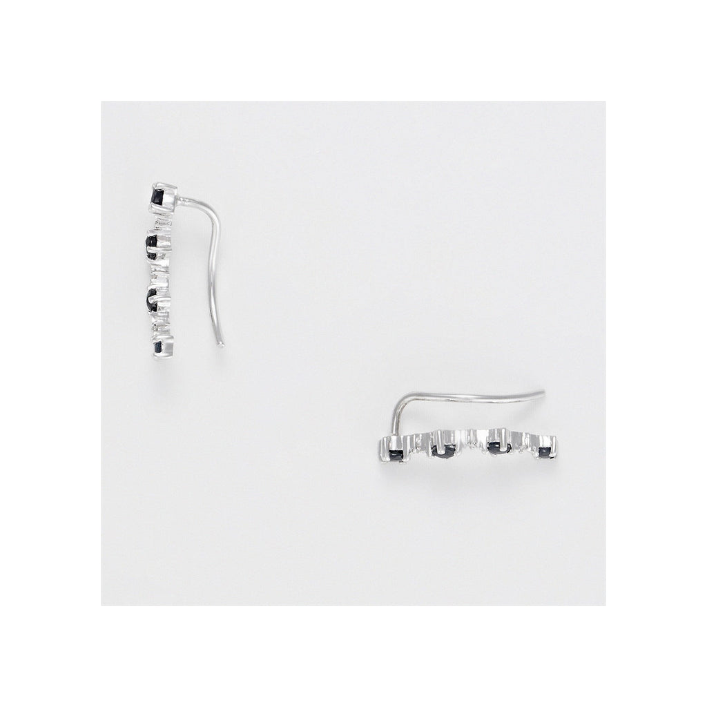 Boucles D'Oreilles Grimpantes "Océan" Diamant 0,018/6, Saphir 0,49Ct/8 - Or Blanc