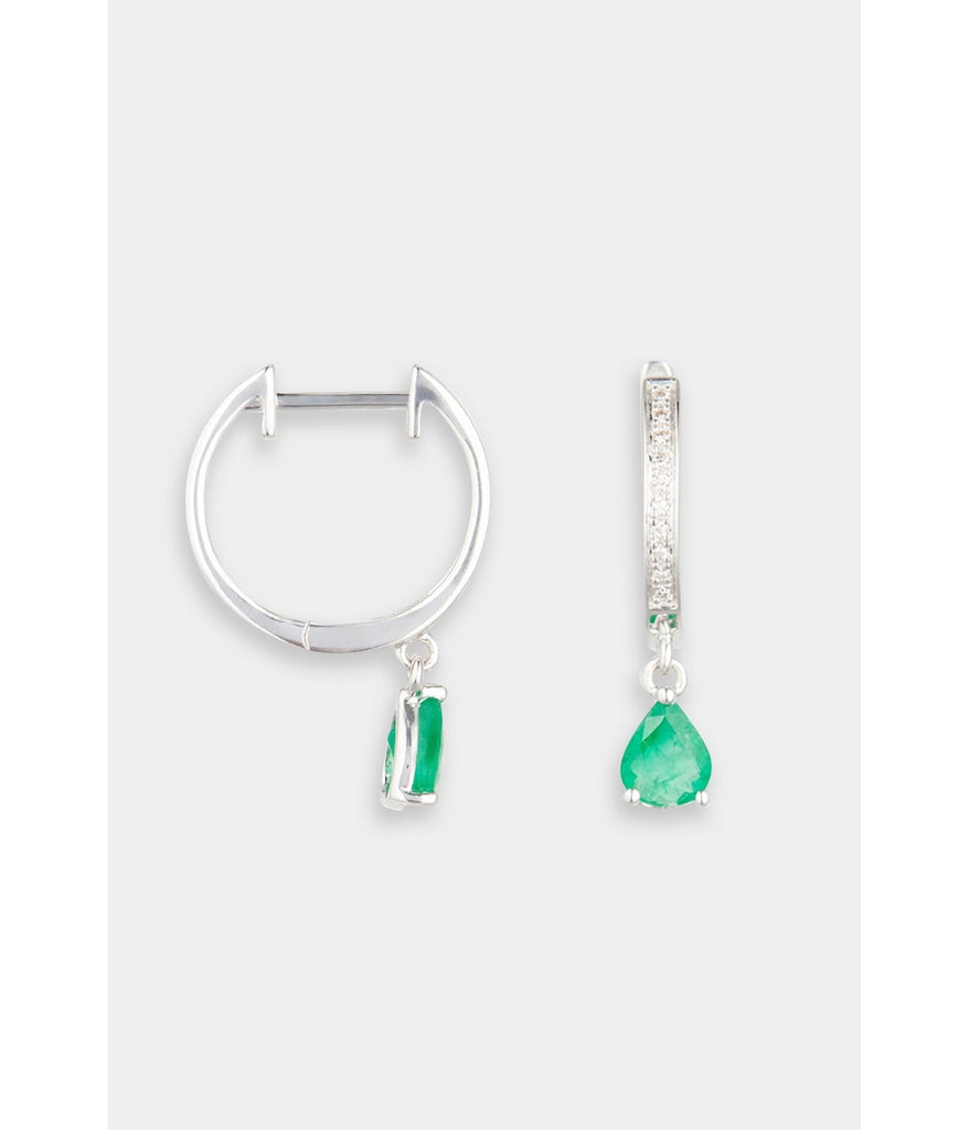 Boucles D'Oreilles "Juria" - D0,03Ct/20 Em0,54Ct/2 - Or Blanc