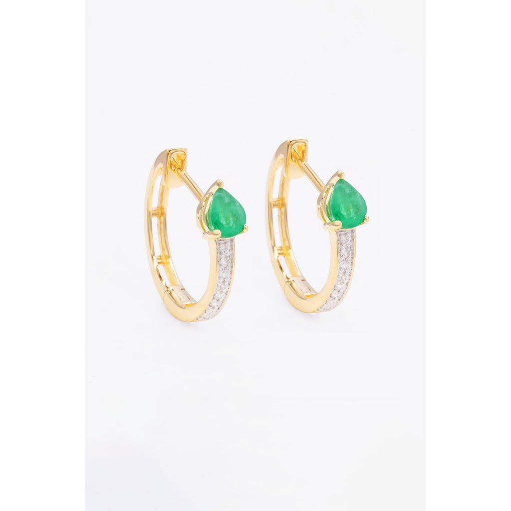 Boucles D'Oreilles "Mila" Diamants 0,03/16Ct Emeraude - Or Jaune