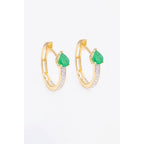 Boucles D'Oreilles "Mila" Diamants 0,03/16Ct Emeraude - Or Jaune
