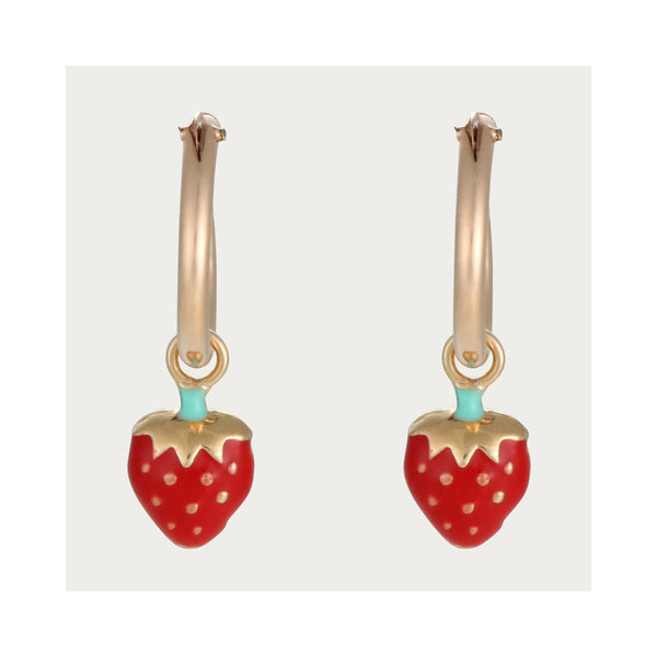 Boucles D'Oreilles Enfant "Jolie Fraise" Or Jaune 375/1002