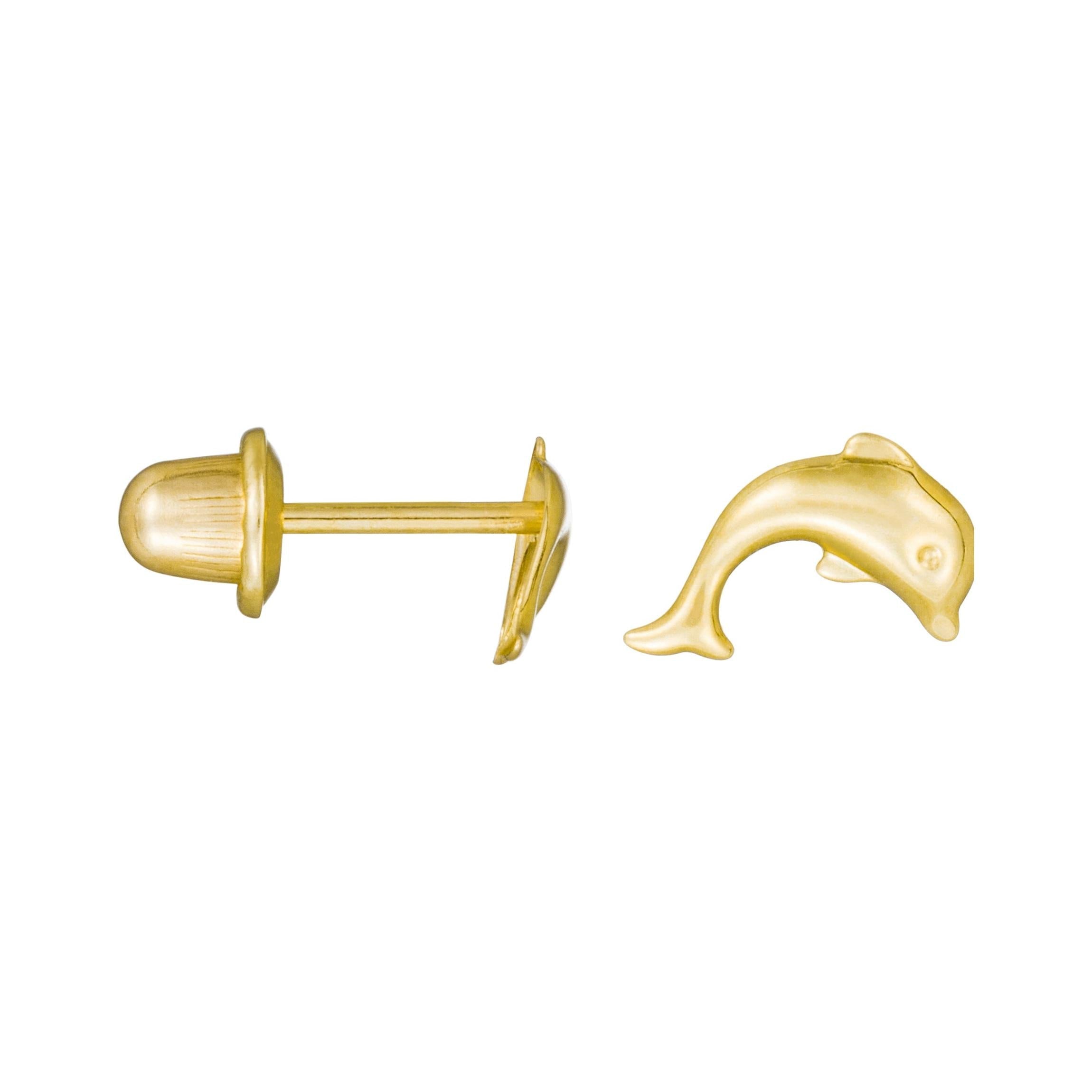 Boucles D'Oreilles Enfant "Joyeux Dauphin" Or Jaune 375/1000