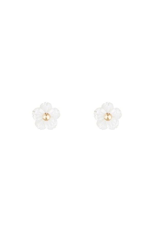 Boucles D'Oreilles Enfant "Jolie Margherite" Nacre Et Or Jaune 375/1000