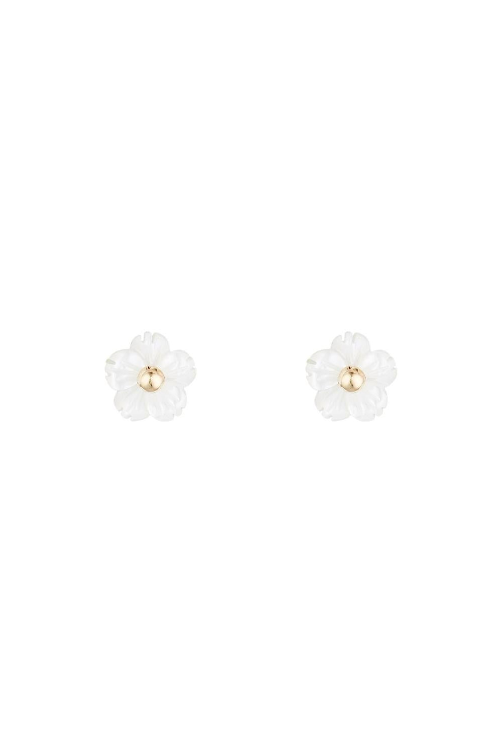 Boucles D'Oreilles Enfant "Jolie Margherite" Nacre Et Or Jaune 375/1000