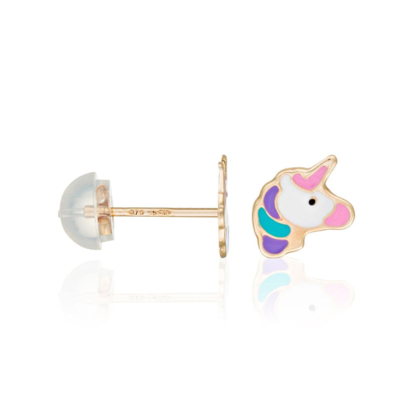 Boucles D'Oreilles Enfant "Petites Licornes" Or Jaune 375/1000