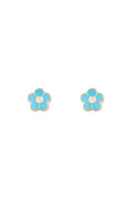 Boucles D'Oreilles Enfant "Marguerite Bleue" Or Jaune 375/1000