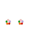 Boucles D'Oreilles Enfant "Margherite Multicolore" Or Jaune 375/1000