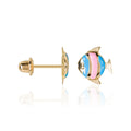 Boucles D'Oreilles Enfant "Poisson Heureux" Or Jaune 375/1000