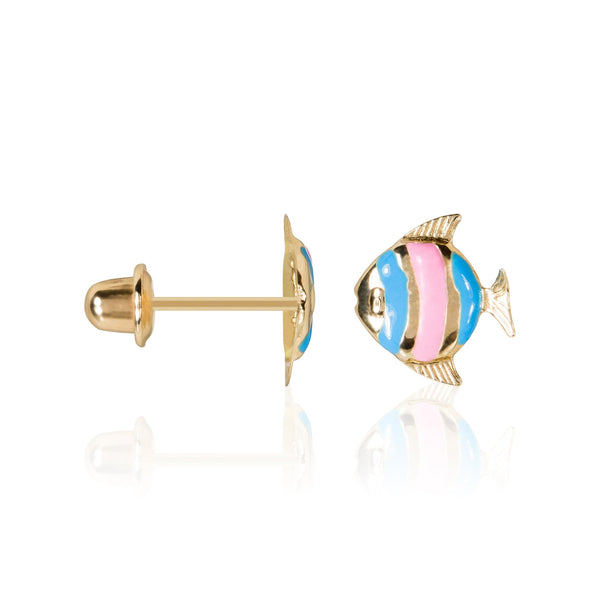 Boucles D'Oreilles Enfant "Poisson Heureux" Or Jaune 375/1000
