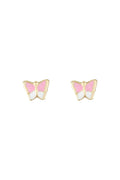Boucles D'Oreilles Enfant "Papillon Amoureux" Or Jaune 375/1000