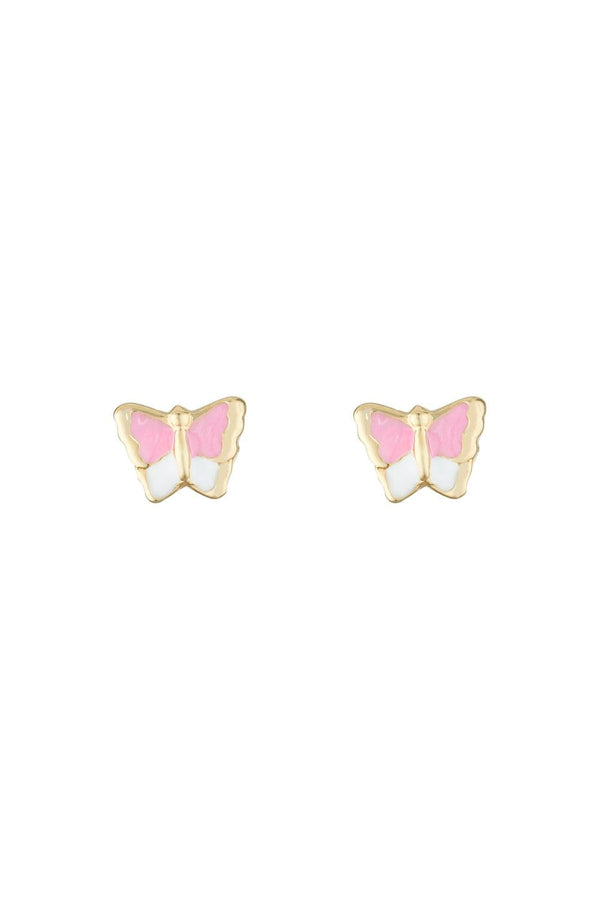 Boucles D'Oreilles Enfant "Papillon Amoureux" Or Jaune 375/1000