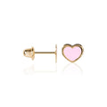 Boucles D'Oreilles Enfant "Cœur Rose" Or Jaune 375/1000