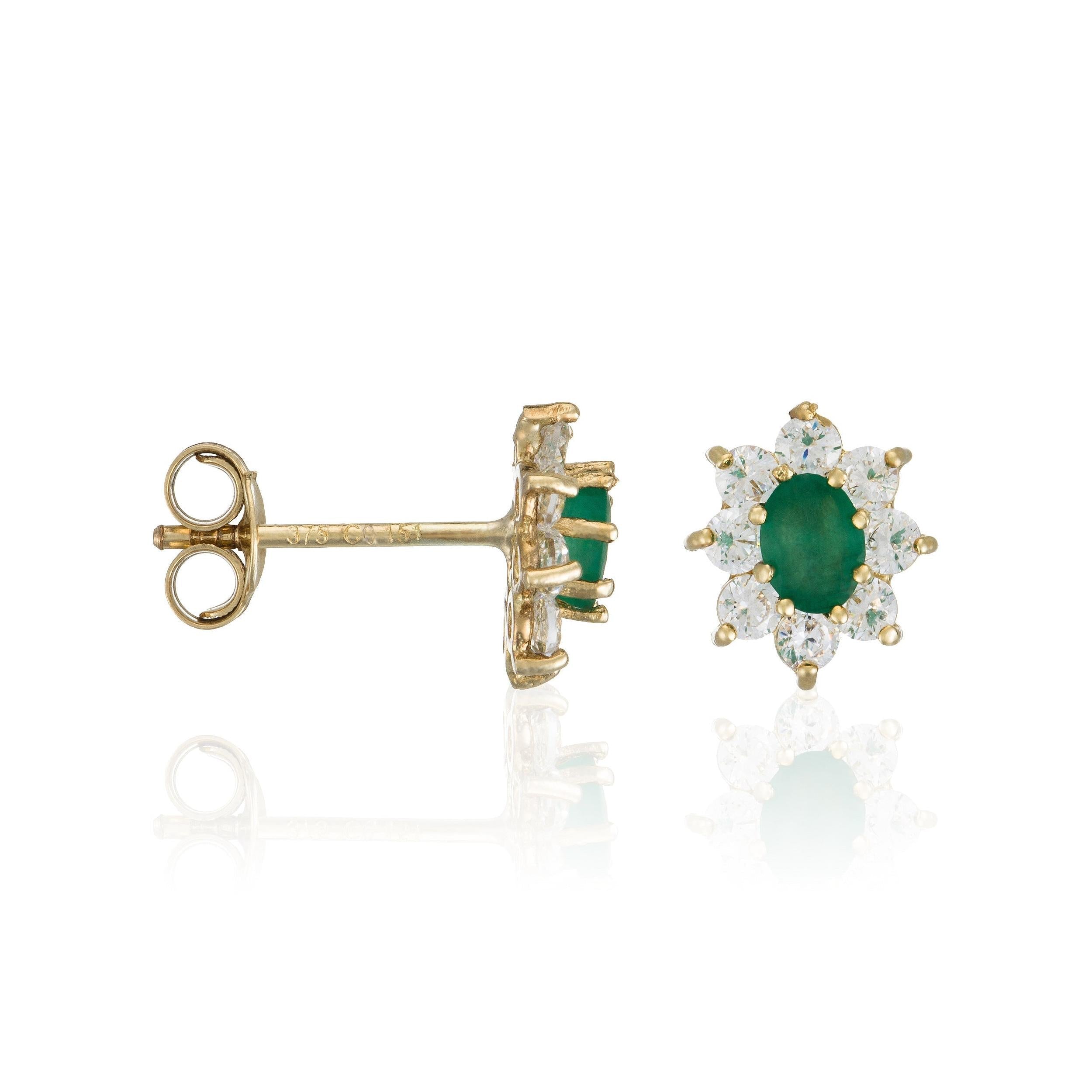 Boucles D'Oreilles "Marguerite Emeraude" 0,20Ct/2