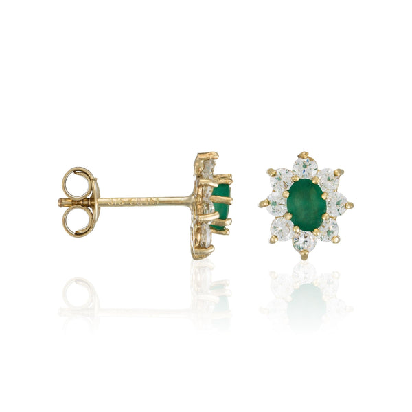 Boucles D'Oreilles "Marguerite Emeraude" 0,20Ct/2